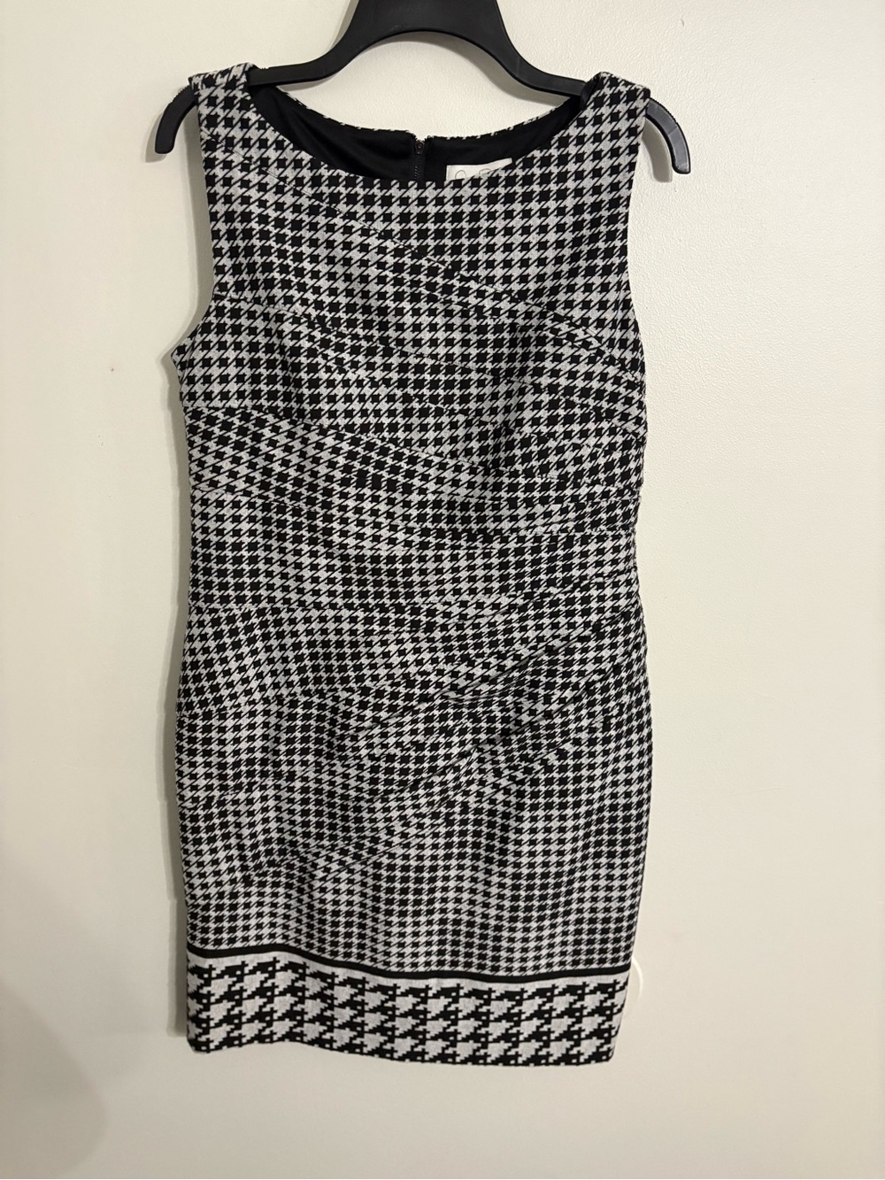 Jessica Simpson Black & White Houndstooth Sheath Dress NWOT SIZE 14